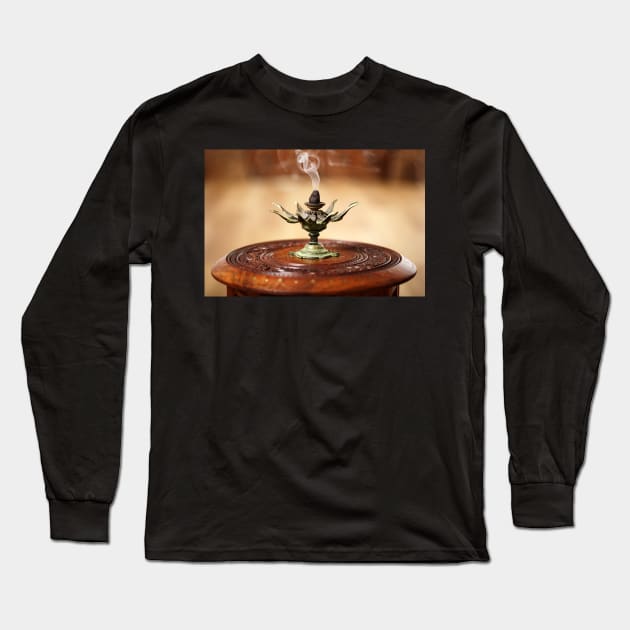 Vintage lotus flower used for aromatic smoke Long Sleeve T-Shirt by naturalis